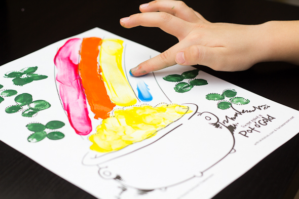 Saint Patrick's Day Rainbow Painting Activity with Free Printable