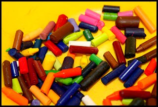 Broken Crayons Ready for Making Upcycled Rainbow Crayons