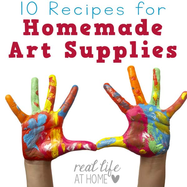 Want to make homemade art supplies at home? Here are recipes for ten homemade art supplies you can make today! | Real Life at Home