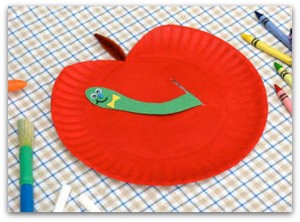 apple craft with worm 