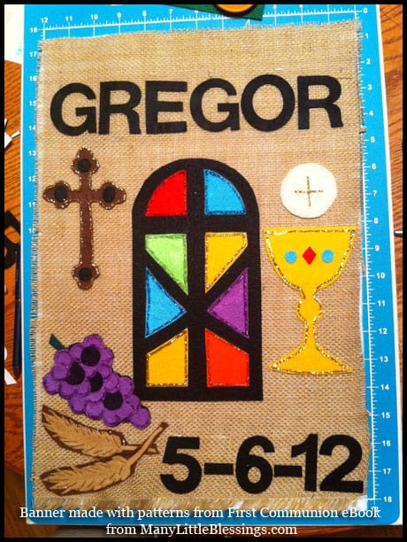 First Communion Banner using patterns from ebook