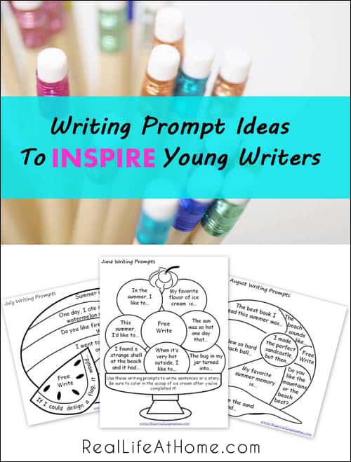 Ways to Inspire Young Writers {Plus Free Printable Writing Prompts for June, July, and August!}