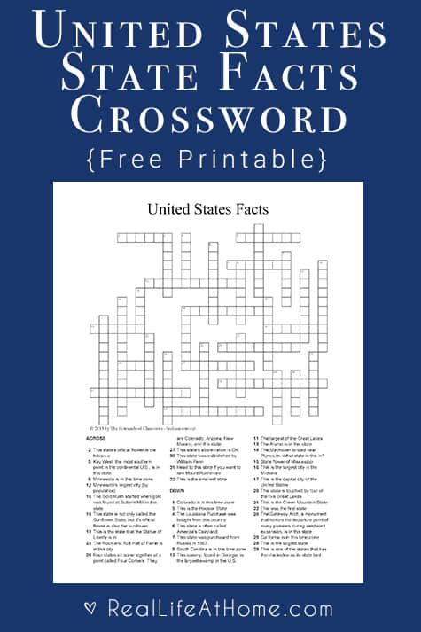 Studying United States geography and state facts? You'll love this free U.S. State Facts Crossword Puzzle Printable! | state facts | state crossword | United States crossword puzzle