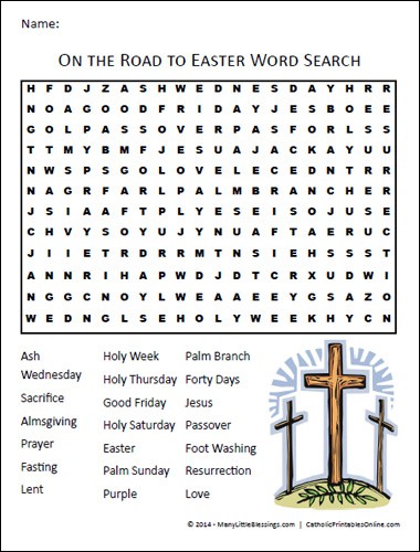 On the Road to Easter: Lent Word Search Printable