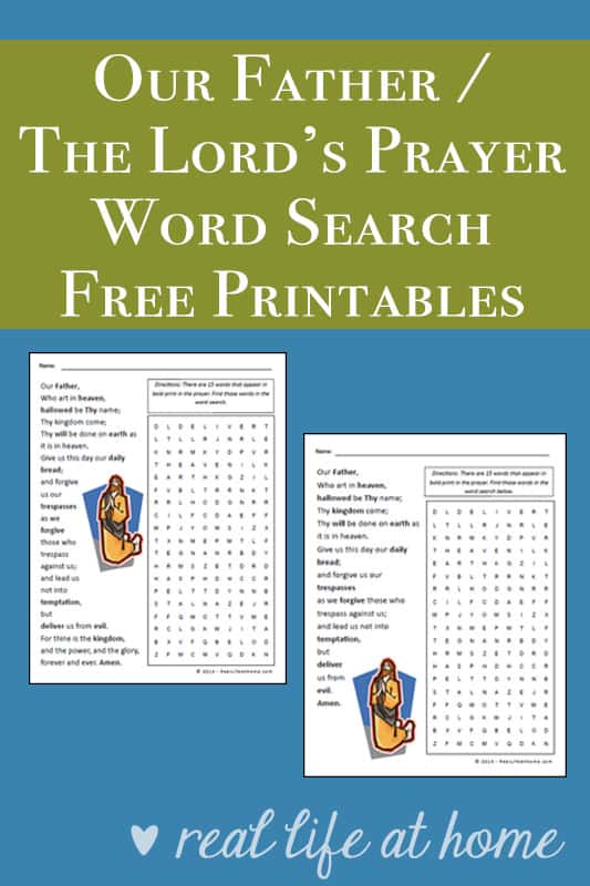 The Lord's Prayer / Our Father Word Search Printable available in two wording versions | Real Life at Home