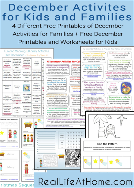 Free Printables for Families and Kids to Use in December