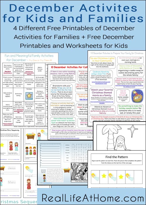 December Printable Activities for Families and Kids