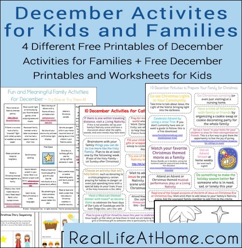 December Activities for Families and Kids: Free Printables | RealLifeAtHome.com