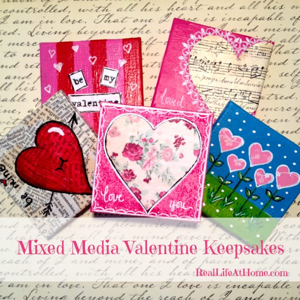 Mixed Media Valentine Keepsakes: Beautiful to keep for yourself or to give as a gift! These are a great project for adults and kids alike.