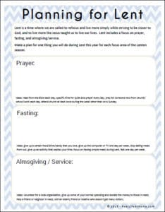 Planning for Lent Printable