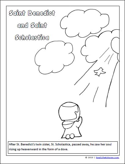 Free coloring page of St. Benedict and St. Scholastica | RealLifeAtHome.com