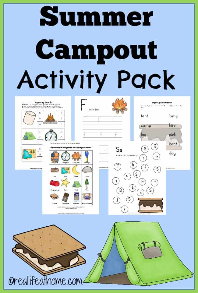Summer Campout Activity Pack | reallifeathome.com