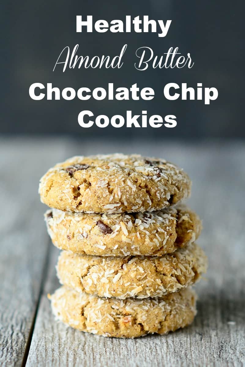 These Healthy Almond Butter Coconut Chocolate Chip Cookies are healthy enough to eat almost everyday.