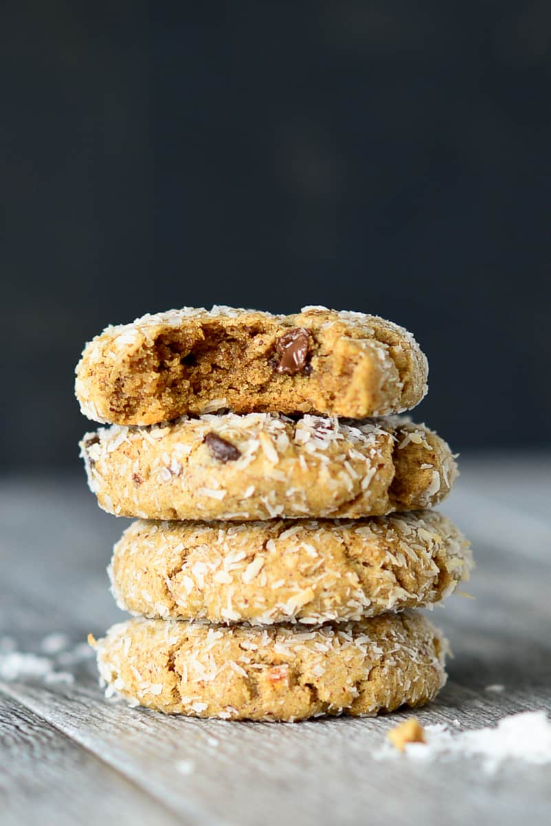 Healthy Almond Butter Coconut Chocolate Chip Cookies