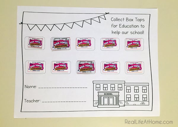 Box Tops for Education Collection Form {Free Printable}