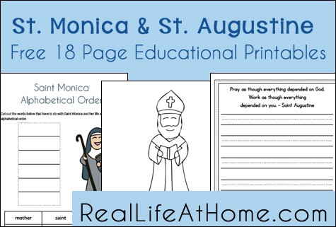 Saint Monica and Saint Augustine Free 18-Page Printables Packet