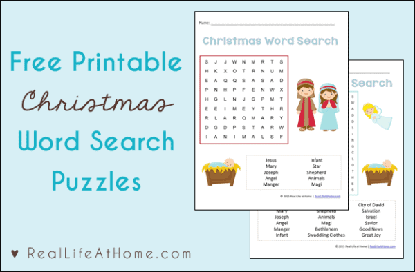 Free Printable Religious Christmas Word Search Printable Set {Includes two versions with different levels of difficulty to make it perfect for many ages}