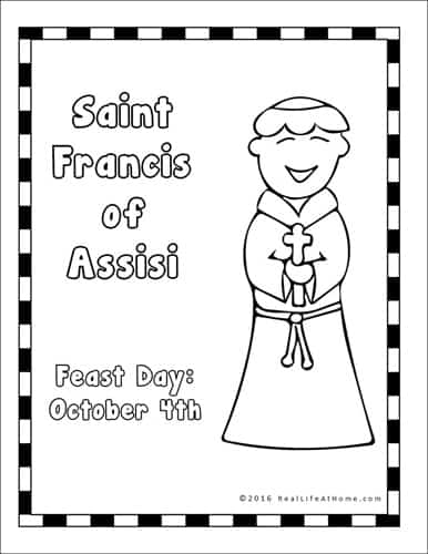 Saint Francis of Assisi Coloring Page from Real Life at Home (part of the 43 page St. Francis Printables Packet)