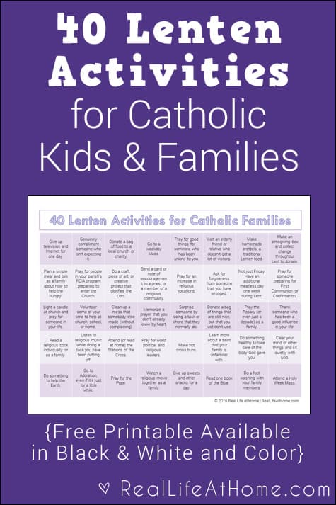40 Lenten Activities for Families Printable