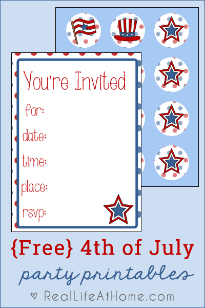 Free 4th of July Party Printables Download {includes invitations and cupcakes toppers}