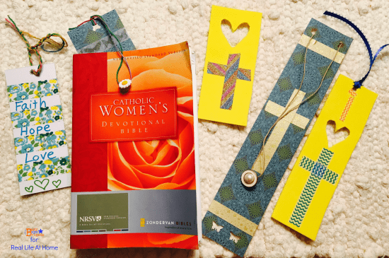Creative Christian DIY bookmarks using washi tape and other materials that you might already have at home! This post has ideas for design options as well as directions for making the DIY bookmarks.