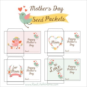 Need a cute item to go along with a garden or outdoor-themed Mother's Day gift? Seeds packaged in these free printable Mother's Day Seed Packets will be a great addition to your gift or craft!