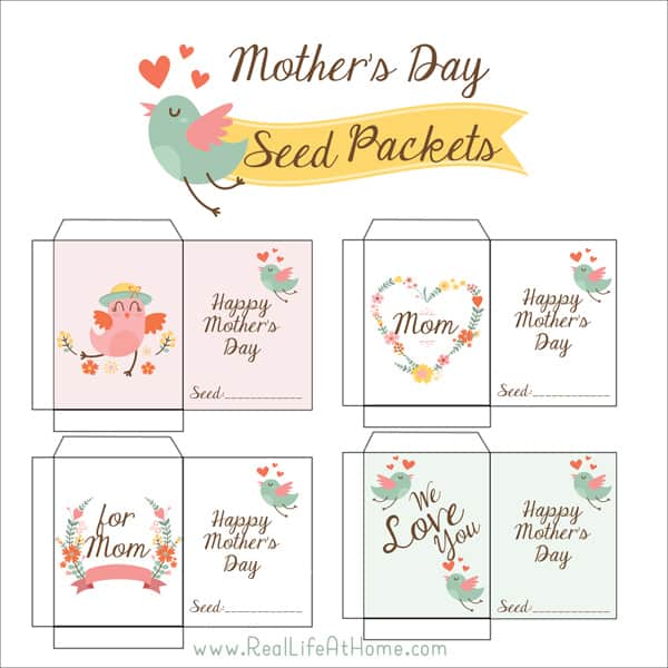 Need a cute item to go along with a garden or outdoor-themed Mother's Day gift? Seeds packaged in these free printable Mother's Day Seed Packets will be a great addition to your gift or craft!