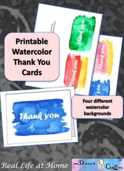 Printable Watercolor Thank You Cards