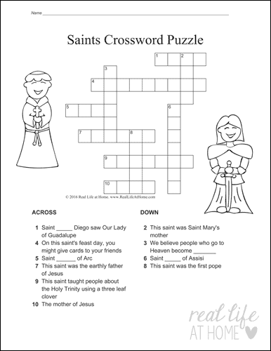 Catholic Saints Crossword Puzzle Free Printables Three Versions Catholic Saints Crossword Puzzle Free Printables Three Versions