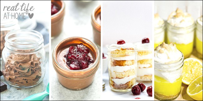Desserts in a jar aren't just fun to look at and to make, but they are also a great option for on-the-go desserts or for gift giving. Click to check out 20 awesome recipes for desserts in a jar. | Real Life at Home