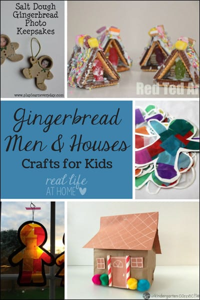 Want some fun gingerbread-themed crafts? Visit for gingerbread men and gingerbread house crafts that kids can make. | Real Life at Home