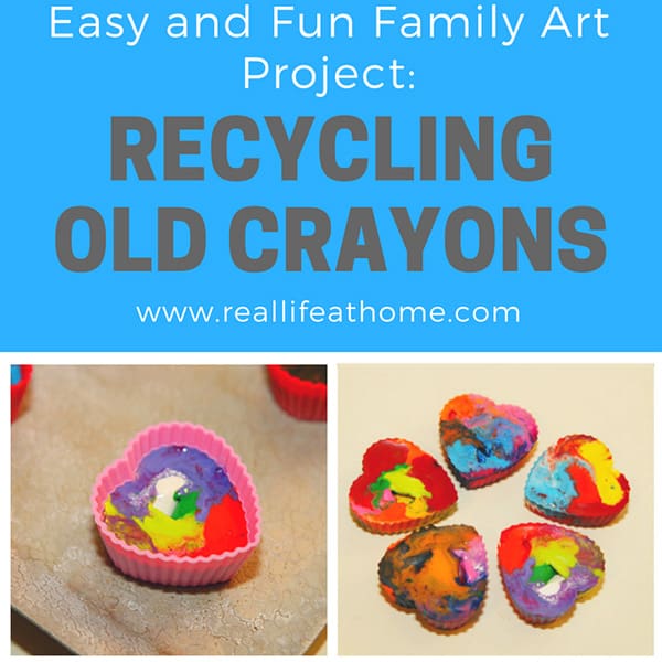 Easy and Fun Family Art Project to Upcycle Crayons: Recycling Old Crayons into New Rainbow Crayons | Real Life at Home