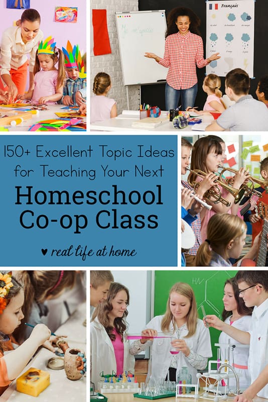 Organized by subject matter, this post contains over 150 ideas for homeschool co-op classes. There are homeschool co-op class ideas for all age levels and abilities.