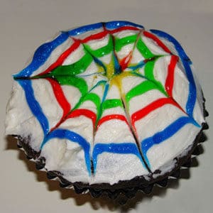 spin art or spider web cupcakes