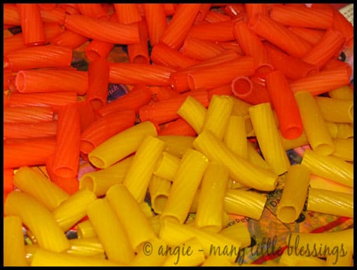 dyed pasta craft orange