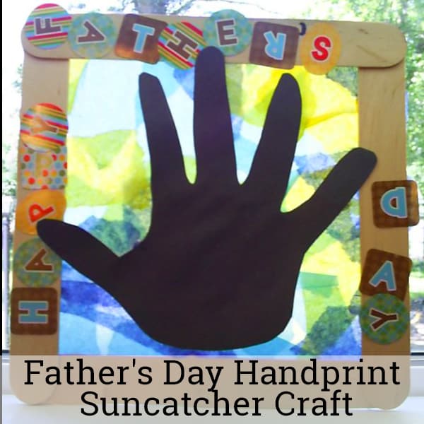 Looking for a great handprint craft for young children? Here is a step-by-step tutorial for making the perfect little Father's Day handprint suncatcher for Dad! This handprint craft would also be perfect for moms or grandparents.