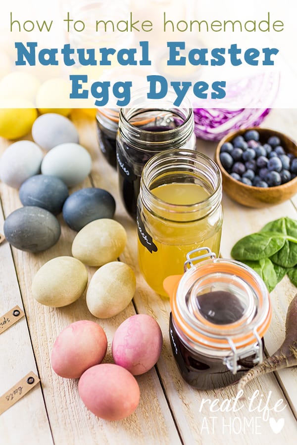 Looking for a way to dye your Easter eggs naturally this year? Here are directions for how to make beautiful homemade natural Easter egg dyes. | Real Life at Home