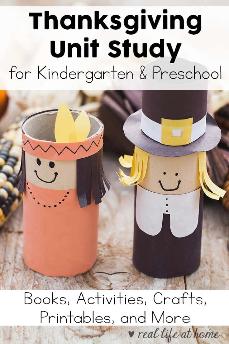Putting together a Thanksgiving Unit Study for Preschool and Kindergarten children? You'll want to check out this post of books, activities, crafts, printables, and more to put together a wonderful Thanksgiving Unit Study.