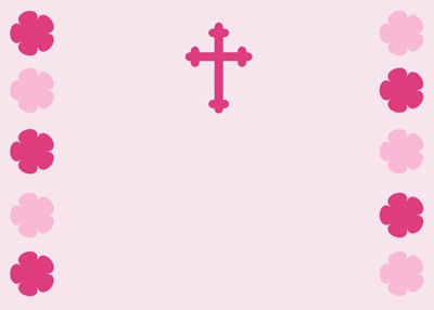 Cross and Flowers Card in Solid Pink