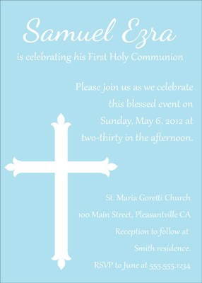 First Communion, Baptism, or Confirmation Invitation in Blue