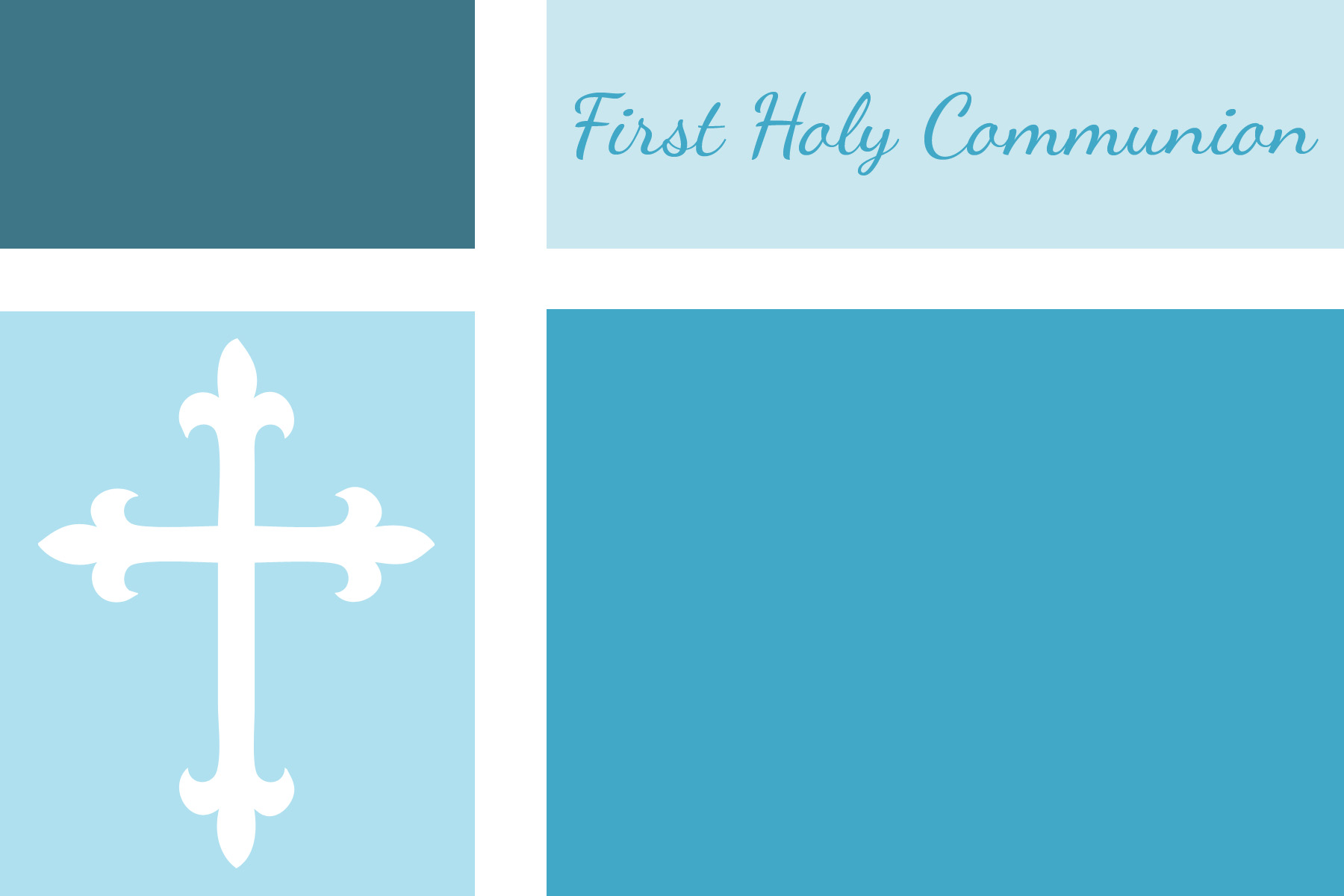 first communion invite color blocked blue