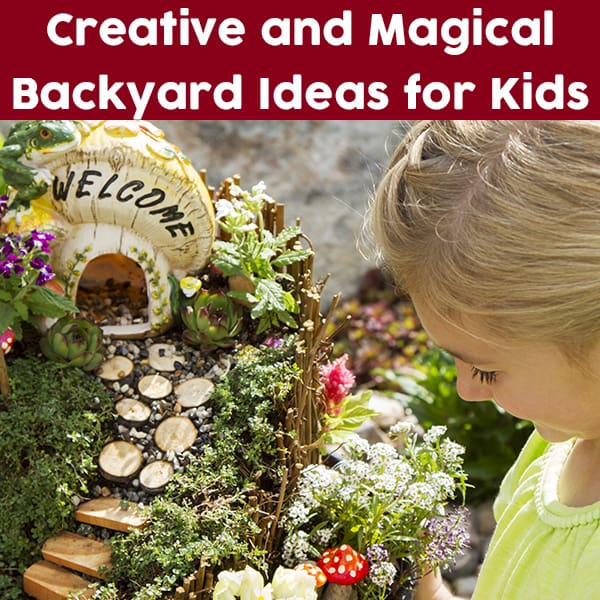 Wondering how to make a kid-friendly backyard? Enjoy the magic of spring with these backyard ideas for kids including growing a fairy ring, creating and installing a fairy door, making toad homes, and more.
