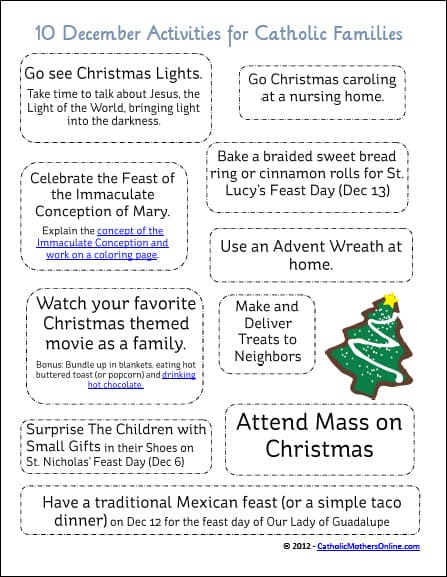 10 Activities for Catholic Families in December