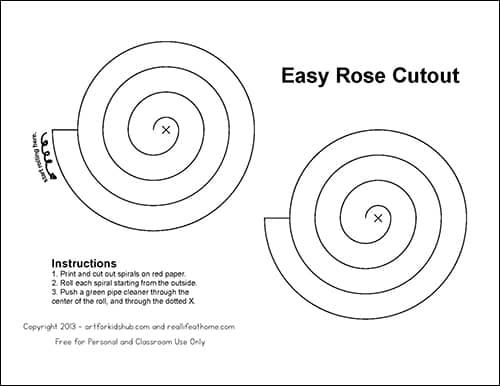 Paper Rose Cutout Template (Download Full Version at RealLifeAtHome.com)