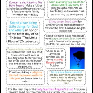 Printable Page of October Activities for Catholic Families