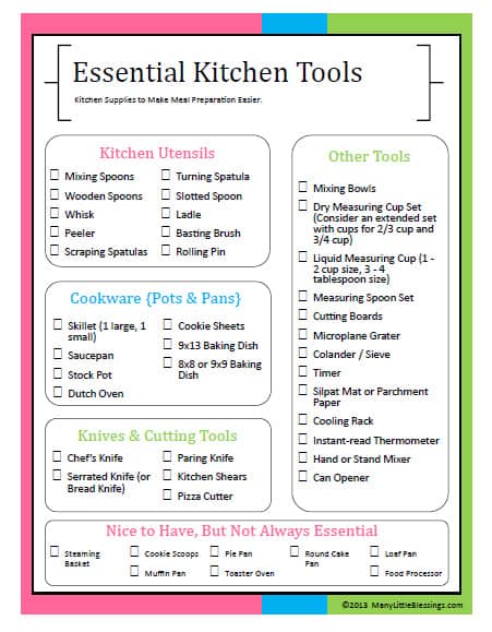 essential kitchen tools checklist
