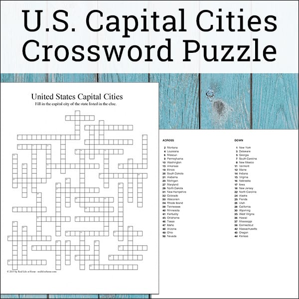 Free U.S. State Capitals Crossword puzzle with all 50 state capitals. The state capitals crossword puzzle can be used for practice, review, homework, or even as a state capitals quiz or test.