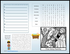 Christmas activity placemat printable