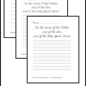 Sign of the Cross Copywork Printables | CatholicPrintablesOnline.com