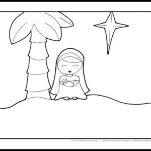 Mary and Baby Jesus Coloring Page